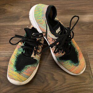 2017 Nike Free RN Flyknit Black Blue Lagoon Running Shoes Sneaker Runner 10.5